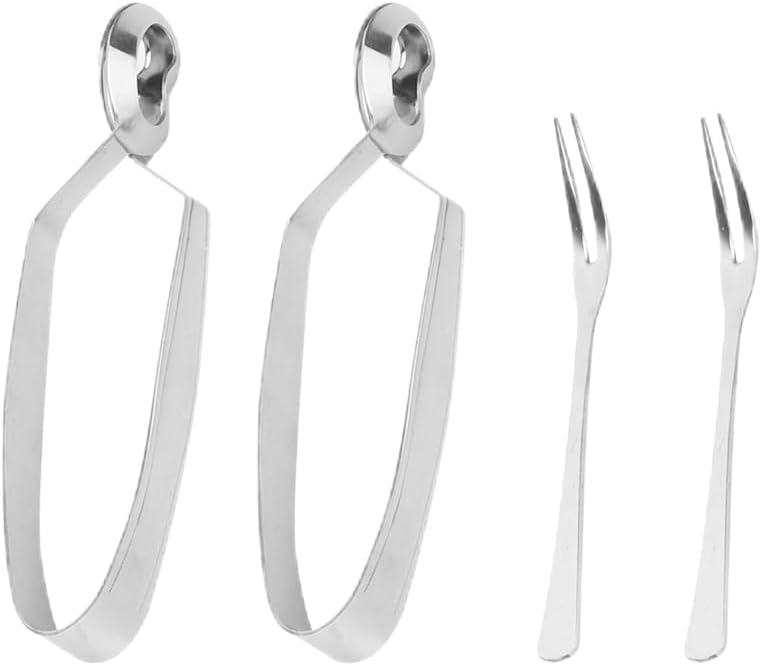 BESTonZON Stainless Steel Snail Tong and Fork Set 6.10In Escargot Dining Utensils Heat Resistant Seafood Clip for Home Tableware