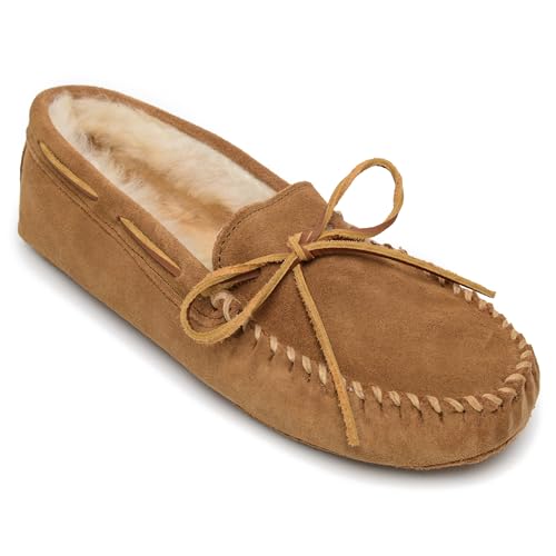 Minnetonka Men's Sheepskin Soft Leather Sole Moccasin Slipper3