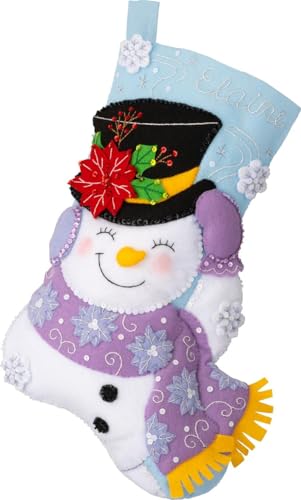 Kit broderie feutrine Bucilla bas de Noël 45cm avec tutoriel simple pour débutant DIY