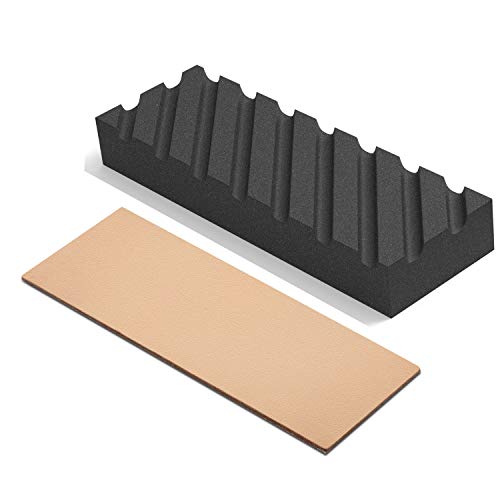 Coarse Flattening Stone, HOMOO ART Flattening Stone (7.09 x 2.35 x 1.18 in) with Grooves and Rough Grit to Flatten Sharpening Stones, Whetstones and waterstones- Water Stone Leveler with Leather Strop