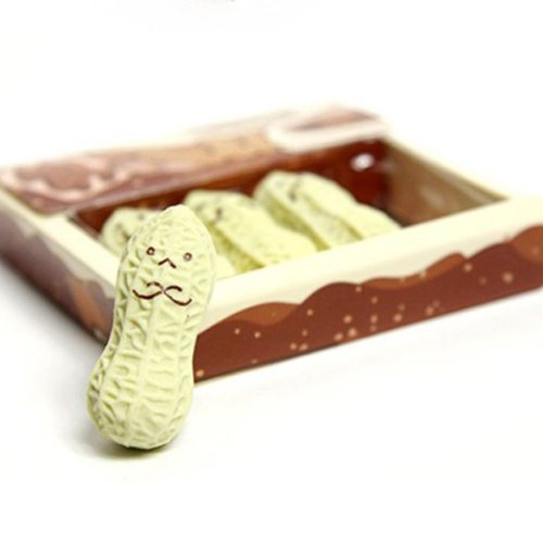 Nieuwigheid Grappig Gezicht Pindakaas Gevormd Potlood Top Gummetjes 4 STKS