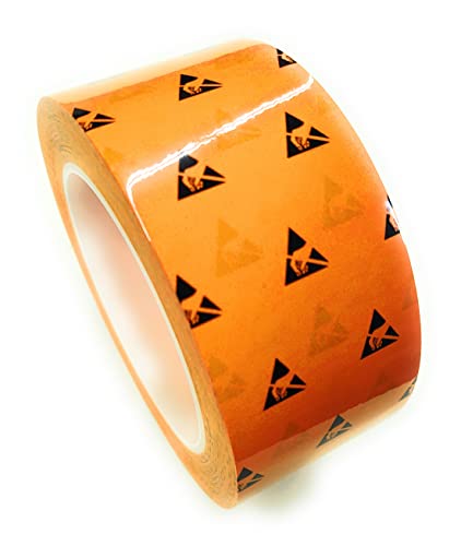 Image of UltraTape 2265 Anti-Static ESD Safe Marking Tape, Printed ESD Symbol, ESD Protected Area, Cleanroom 5S, No-Residue Vinyl OrangeTape (2 in x 108 ft - 1 Roll)