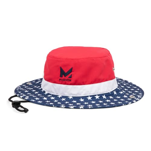 MISSION Cooling UPF Bucket Hat - Unisex Sun Hat for Hiking, Golfing & Fishing - Sweat & Water Activated Technology, Stars & Stripes