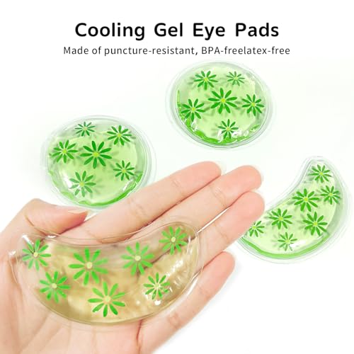 Image of 4PCS Gel Eye Ice Pack Set, Cold & Hot Compress, Reusable Cooling Gel Pads for Strain Relief, Relaxation, SPA and sleep(Green leaves)