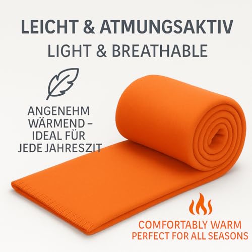 Betz Fleecedecke 130x170 cm 180g/m² – Weiche Wohndecke & Kuscheldecke – Flauschige Sofadecke als Tagesdecke – Leicht, wärmend & pflegeleicht – Farbe Orange