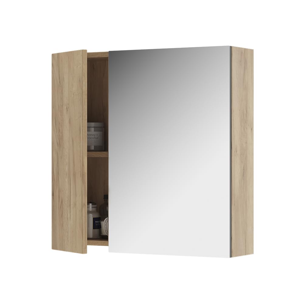 Vicco Szafka z lustrem w łazience "Leopold", Złoty dąby, 60 x 59.2 cm