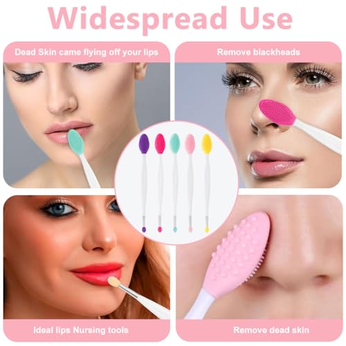 Image of MAYCREATE5Pcs Blackhead Nose Scrubber Brush 3-in-1 Double Head Pore Cleaner Deep Soft Silicone Bristles Exfoliation Tool for Nose & Facial Pores, Blackhead & Sebum Removal
