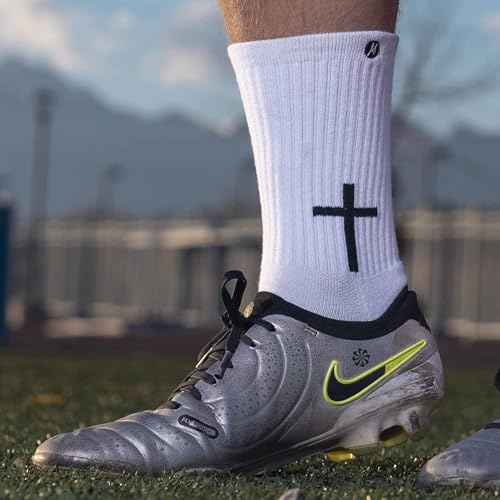 Momentum Cross Religious Men and Women Soccer Socks, Anti-Slip Grip Socks for Soccer, Running, Football, Crew Length.4