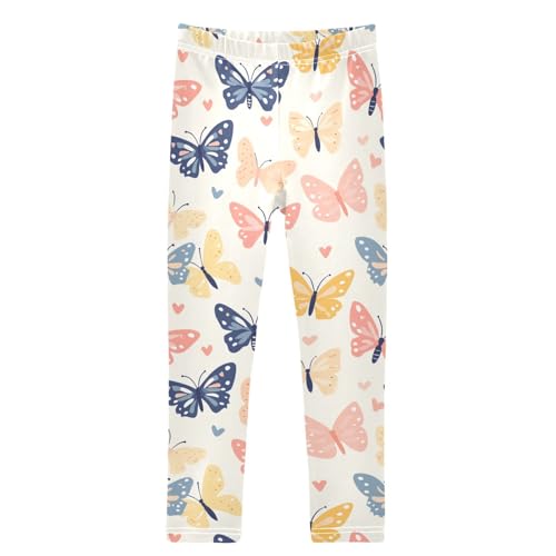 Pastel Butterfly Heatrs Cute Animal Girls Leggings Kids Yoga Pants Dance Active Tights 4T