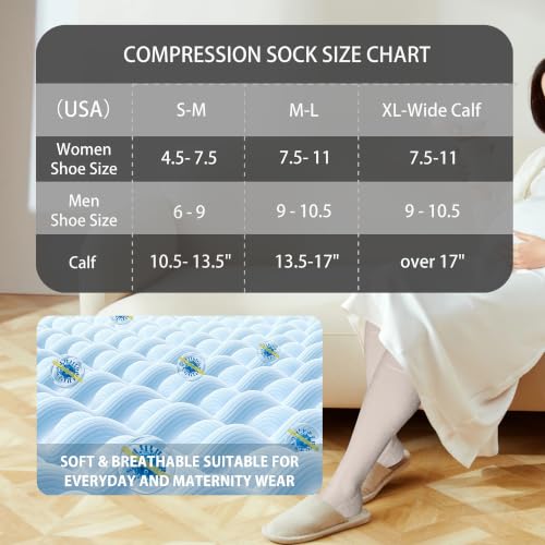 Image of LEVSOX Cotton Compression Socks for Women&Men 20-30mmHg Knee High Cute Support Sock for Nurses Pregnancy Travel