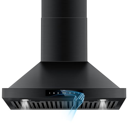 30 inch Range Hood Wall Mount, 1200 CFM with 4-Speed Gesture Sensing & Touch Control, Stainless Steel Ducted Kitchen Stove Vent Hoods with 2 LED Light