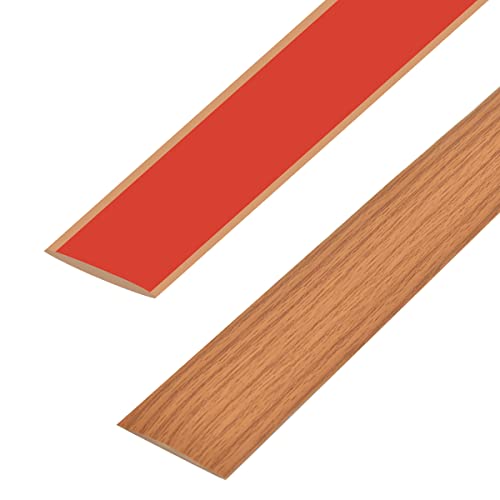 DODUOS 2m*5cm Übergangsprofil Selbstklebend, Braune Holzmaserung Übergangsleiste Selbstklebende Teppichkantenleiste, Bodenprofil Schiene Laminat Übergangsleiste selbstklebend Übergangsprofil Vinyl