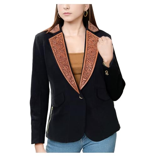 American Darling Genuine leather Hand tooled carved Women Blazer dress jacket | Vintage