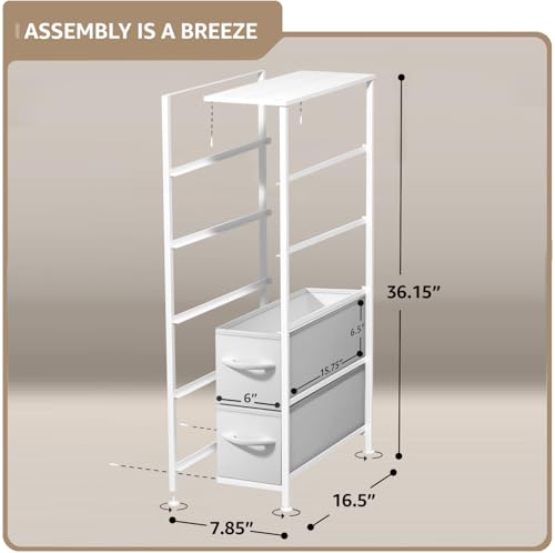 Sorbus 5-Drawer Narrow Dresser for Bedroom (White/Gray) - image 3