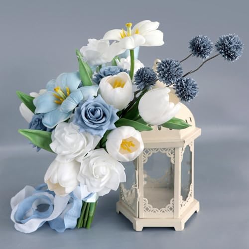 Bouquets de mariage fleurs artificielles bleu roi pour cérémonie et anniversaire Morain
