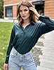 Chigant Women's Satin Silk Blouses Long Sleeve But... #2