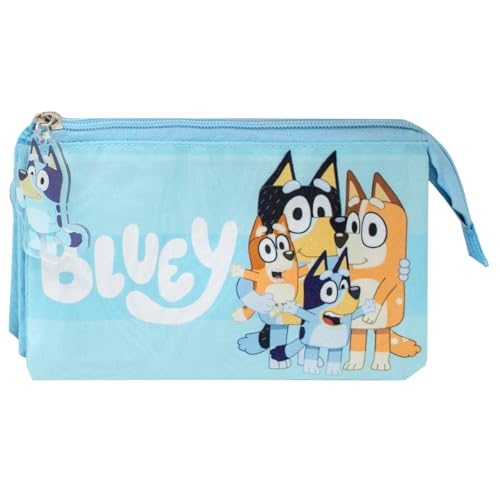 ms móvil shop Portatodo Triple Bluey Familia, Bingo, Chilli, Bandit - 3 Compartimentos de Vuelta al Cole Estuche Escolar Producto Oficial | Ludo Studios