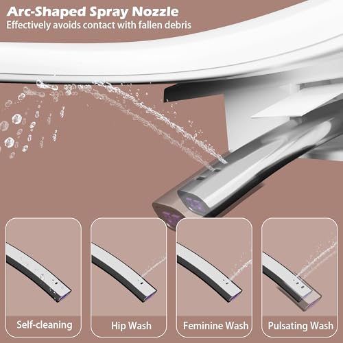 Image of WinZo Smart Toilet With Bidet, ADAOne-Piece Elongated, Auto Open /Close & Flush, Heated Seat, Front & Rear Wash, LED Display, Night Light, 12-inch Rough-in, White, Ceramic (Black)