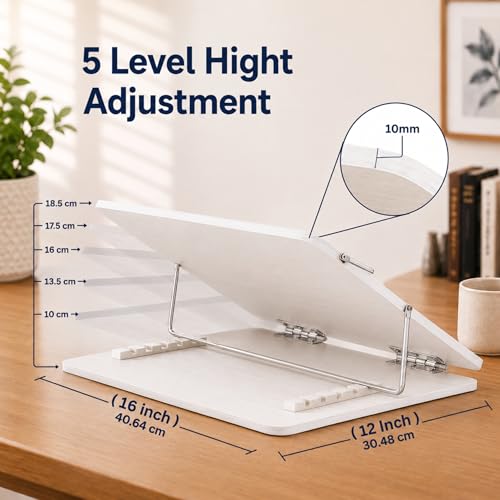 Image of GoodWill Tech Wooden Tabletop Elevator for Writing, Sketching, Drawing - Adjustable Height, Laptop Stand for Offices, Schools, and Study Rooms (White Pine, 12 x 16 inches)