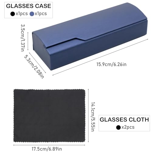 Image of 2 Pieces Hard Shell Eyeglasses Case, Spectacle Storage Case Holder Sunglasses Case Protective Case for Men and Women, Black,blue