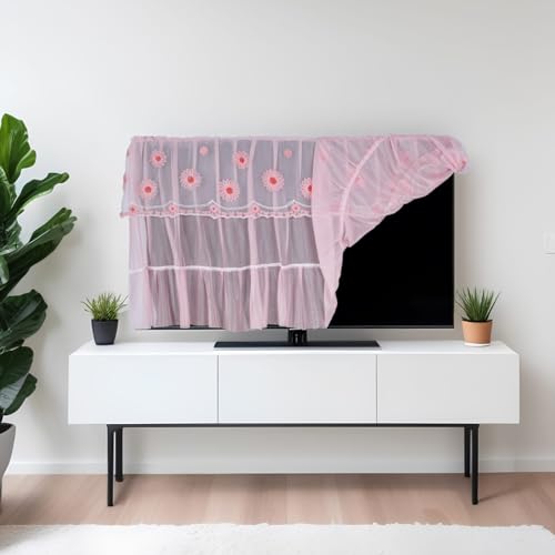 SYCLONIC All Model TV Cover Colourful Dustproof for LCD LED, Indoor Bedroom Living Room Decoration Dust Cover for Televisions Household Hanging Net clothing Tv Cover (40 to 45, Pink) 3 41HBTJ9cvVL
