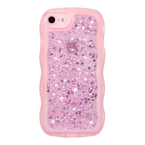 Image of ZTOFERA Sparkly Sequins Wavy Case for iPhone SE/8/7 (4.7"), Pink