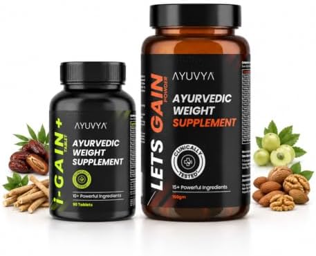 Ayuvya i-GAIN+ & Lets Gain | Clinically Proven Ayurvedic Weight Gain Combo | Helps in Improving Appetite & Weight | As Seen on Shark Tank