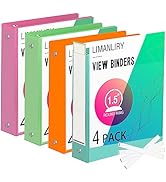 3 Ring Binders,1.5 inch Round Ring View Binders Holds 11"*8.5" Papers,Assorted Colors,4 Pack