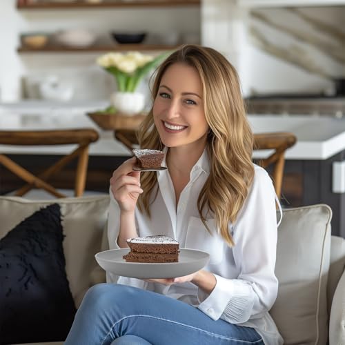 Image of Homienly Premium Wheat Straw Dinner Plates, Reusable 8 PCS Unbreakable Plates 10 inch Plate Set, Alternative Plastic Plate Microwave and Dishwasher Safe Plates Set for Home - GreyStone