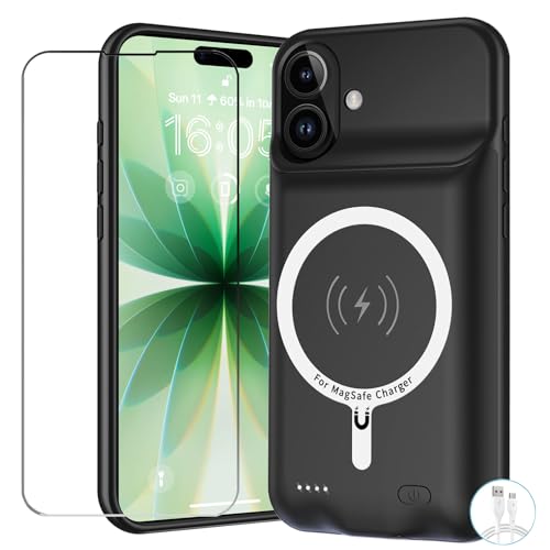 YINGYKJ Battery Case for iPhone 17 Upgraded 10000mAh Pack Rechargeable Charger Case Support Carplay with Wireless Charging Compatible for iPhone 17 (6.3 inch) External Battery Charging Cover (Black)