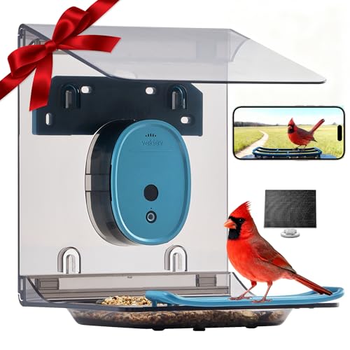 Smart Bird Feeder with Camera Solar Powered,4K Camera for Outdoors,No Subsciption,UHD Video for Live Stream,Identify10,000+ Birds with AI,Instant Alerts,Elderly-Friendly,No WiFi Needed