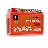 Batterie Carbon Electric Gel Batterie 12V 4-9 Ah Akku Motorrad Motorroller Quad wartungsfrei (9 Ah YB9-BS(iGEL))
