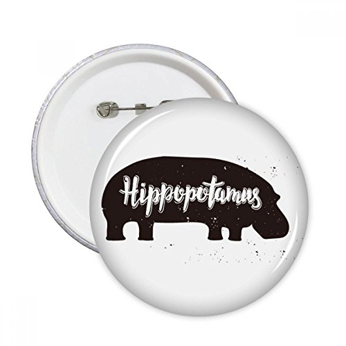 Badge hippopotame noir et blanc lot de 5 broches rondes XL pour customiser vos vêtements