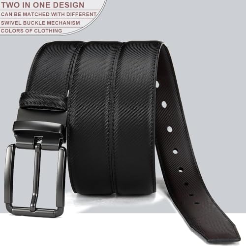 Image of DOOPAI Reversible Leather Belt for Men 1.25 inch - Dual Sided Dress and Casual Belt, Trim to Fit, 2 Styles in One Belt