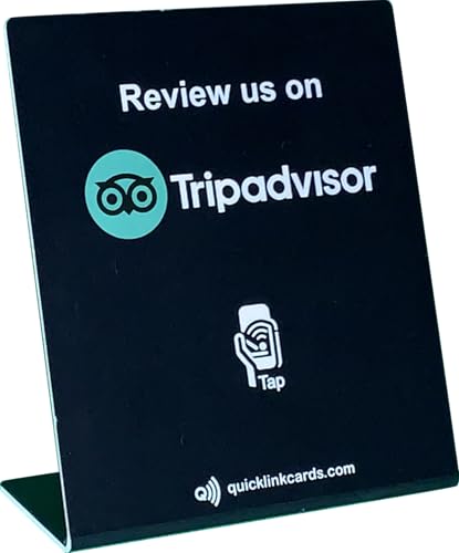 QuickLinkCards NFC Review Stand – Tap to Leave Business Reviews – Contactless Card & QR – Works with All Phones – No App or Subscription – Black – Compatible with Tripadvisor Reviews