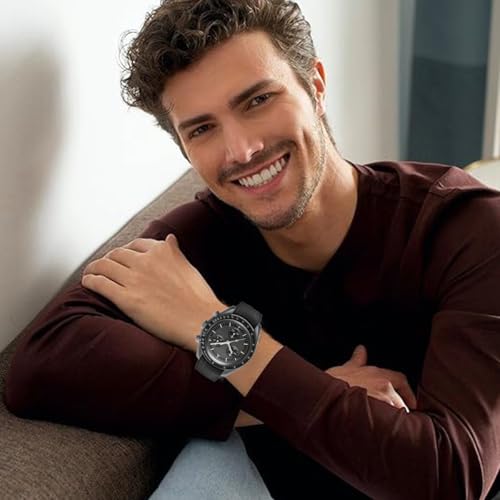 AIYIRUO Opaski do Zegarków Omega x Swatch Bransoletka MoonSwatch Rolex 20mm Gumowy Omega X Swatch Moonswatch Speedmaster Pasma Zamienna, Zakrzywiona Bransoletka dla Mężczyzn