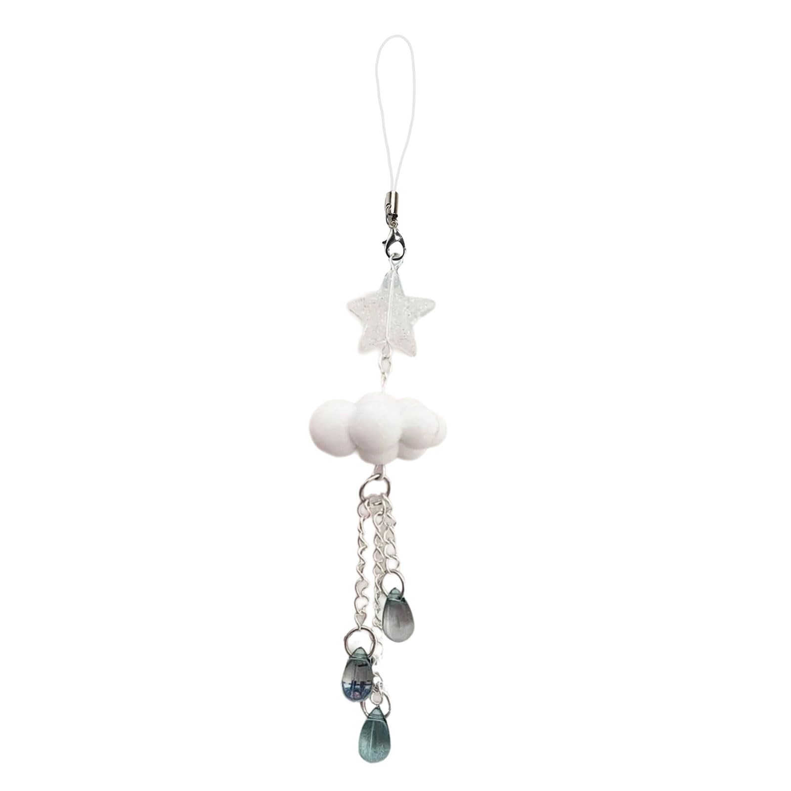 NEWFT Handmade Beaded Chain Stylish Cloud Star Keychain Pendant Accessory