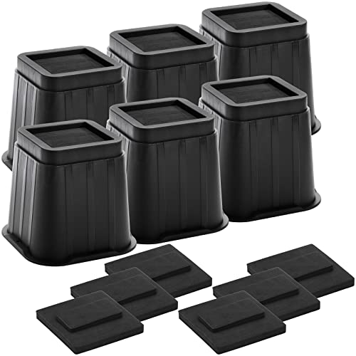 Coloch 6 Stück 12,7 cm Bettmöbelerhöhungen, schwarz, robuster Möbelrahmen, quadratischer Beg-Aufzug für Bett, Couch, Schreibtisch, Stuhl, Sofa, Tisch, unterstützt bis zu 1360 kg Cover