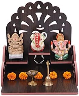 Fully Handmade Beautiful Wooden Home and Office Temple/Pooja Mandir (Multi., 28 X 26.5 X 28 Cm) (1)