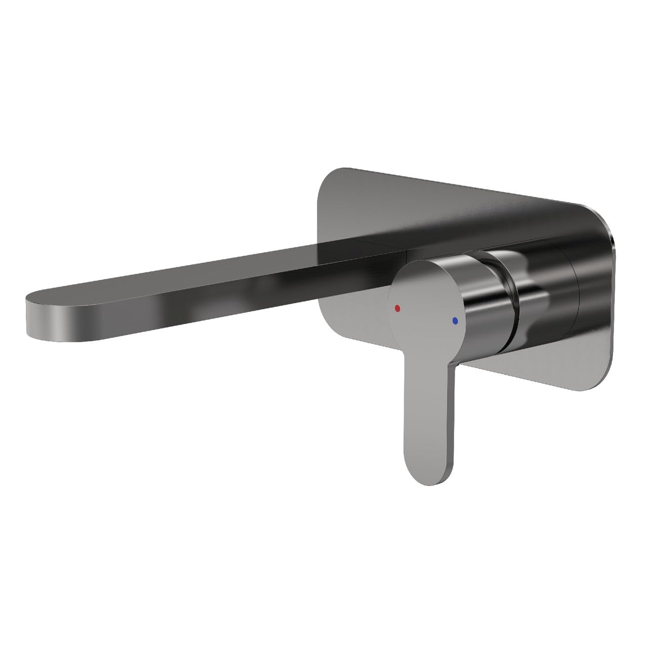 nuie ARV728 Arvan Modern Bathroom Round Wall Mount 2 Tap Hole Basin Mixer Tap with Lever Handle and Back Plate, 199mm, Brushed Pewter