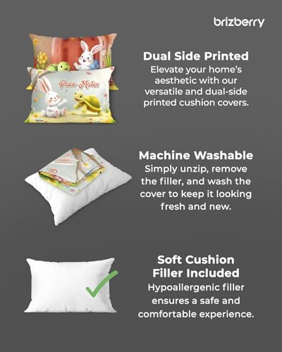 Image of Brizberry Kids Pillow Cushion with Super Soft Fabric | Animal & Cartoon Prints | 12x18 inches (Design 25)