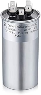 Frienda Capacitor 45 5 MFD 370V/440V Dual Run Round Capacitor for Condenser Straight Cool or Heat Pump Air Conditioner (1 Pcs)