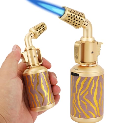 Soplete de cobre artesanal, quemador de butano profesional con cierre de seguridad, llama recargable y ajustable multiusos para soldadura (gas butano no incluido)