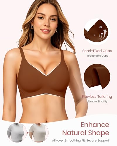 Image of Gailife Smooth Wireless Jelly Bras for Women No Underwire Seamless Push Up Bra Full Coverage Soft Suppor Tshirt Bralettes