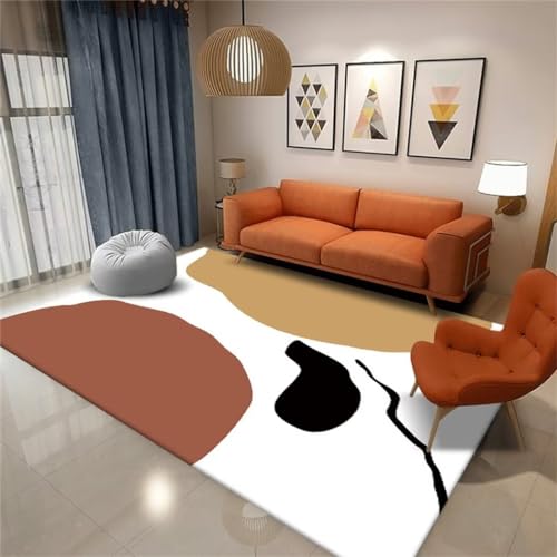 Tapis de salon doux marron et blanc style simple moderne rectangulaire 180x250cm