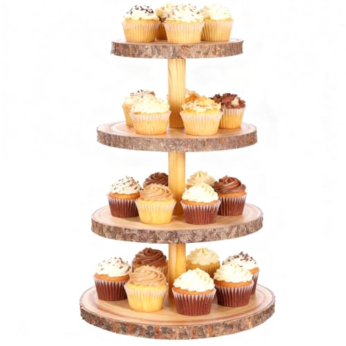 4-Tier Wooden Cupcake Stand, 11 x 11 x 17.7 in,