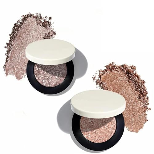 CRIVERY 2PCS Multicolor Metallic Eyeshadow Buildable Crease-Proof Powder Eyeshadows 2026 New Shimmering Metallic Eyeshadow (Natural+Rose Gold)