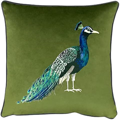 Evans Lichfield Peacock Cushion Cover in Olive Cover