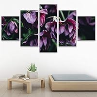 SIGNWIN 5 Panel Canvas Wall Art Pink Fields for Home Decorations Ready to Hang - 60