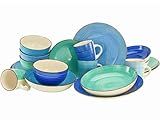 hochwertiges Steingut Creatable, 20868, Serie Bella Casa AQUA, Geschirrset, Kombiservice 20 teilig, Steingut